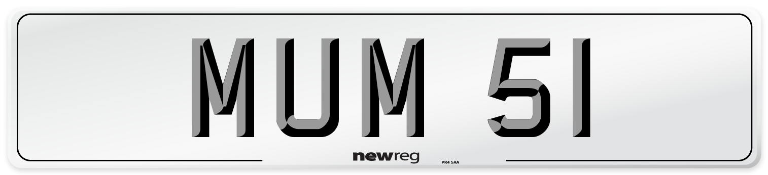 MUM 51 Number Plate from New Reg